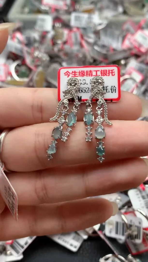银S925镶嵌戒指翡翠天然A货缅甸翡翠