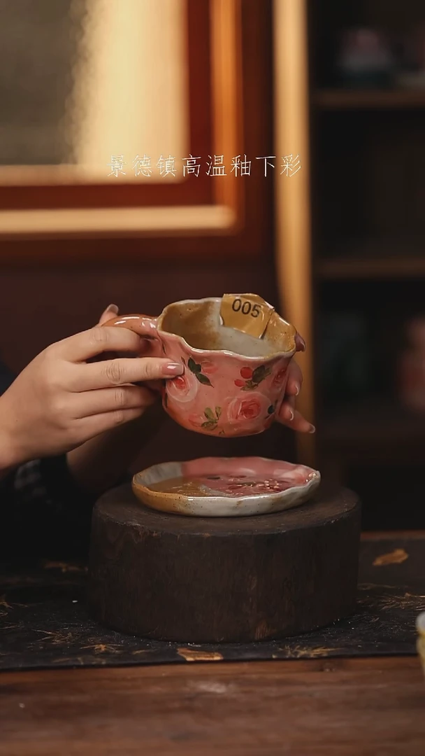 陶瓷景德镇高温釉下手绘陶瓷@L005@