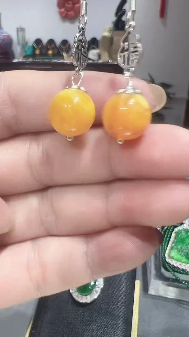 蜜蜡未镶嵌耳饰202510515