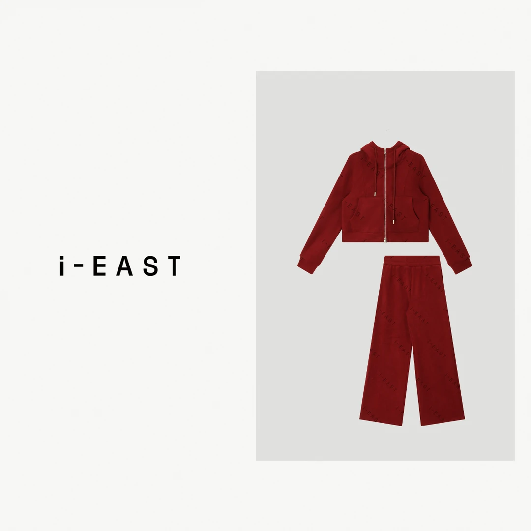 i-EAST 美高酷学姐~休闲运动双口袋连帽套装-4D TZ7808