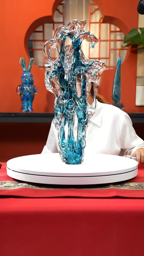 手工艺品琉璃蓝色太湖石