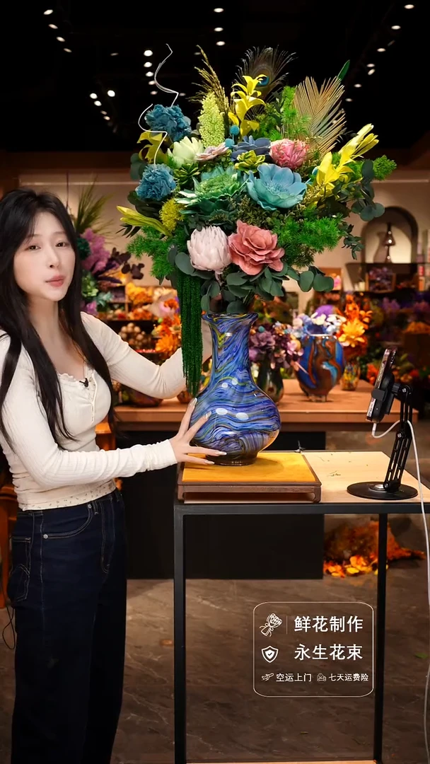 手工艺品琉璃手工花器花束空运包邮送货上门-以图片为准