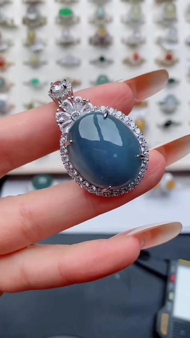 银S925镶嵌戒指翡翠...