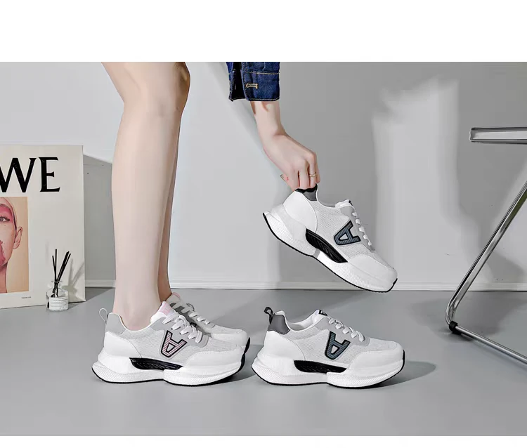 网面透气女鞋夏季潮鞋运动鞋软底旅游鞋平底休闲鞋小白鞋百搭厚底