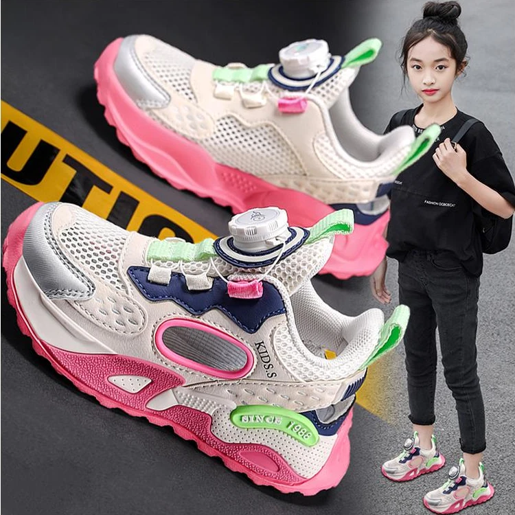 36I℃断码女童运动鞋夏季薄款透气儿童老爹鞋中大童镂空框子单网鞋