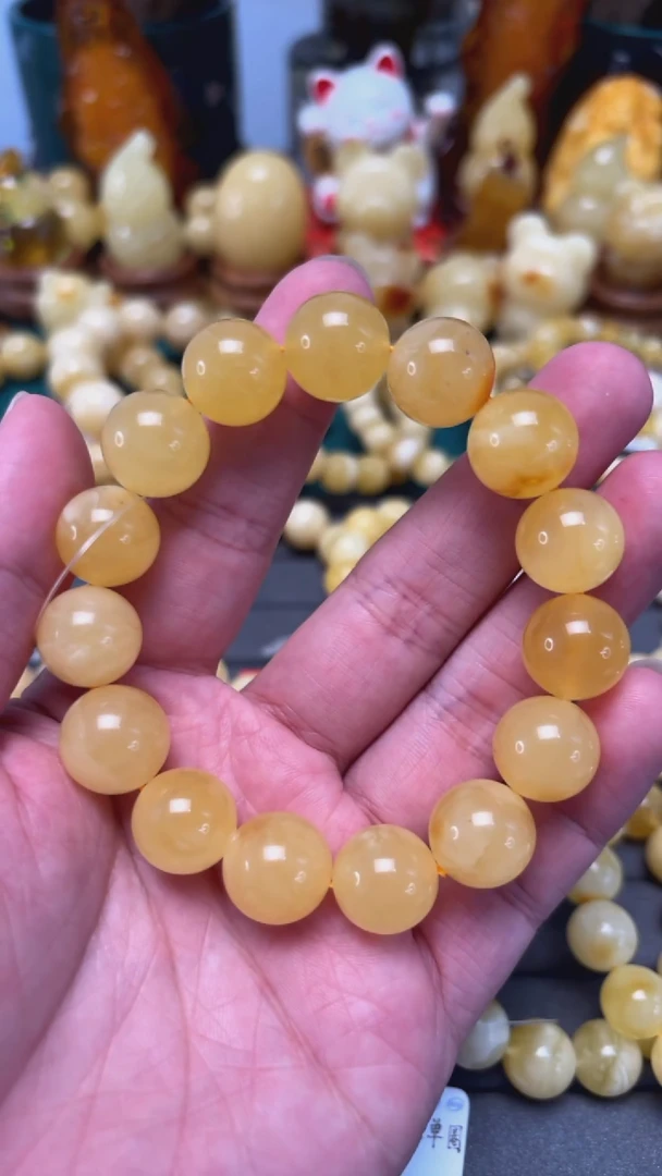 手串蜜蜡未镶嵌p67焦皮红微瑕单圈 24.15克 14mm