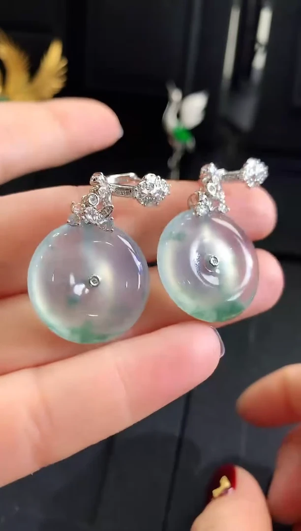 【闪购商品】翡翠耳饰18K金镶嵌耳饰