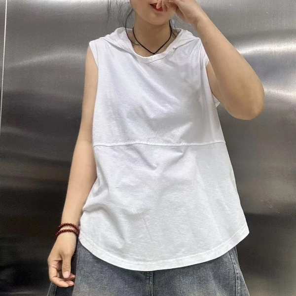 连帽百搭单色无袖背心026658