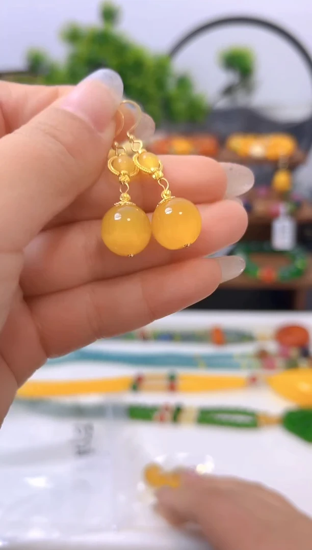 【闪购商品】碧玺猫眼耳饰14K金镶嵌耳饰E728