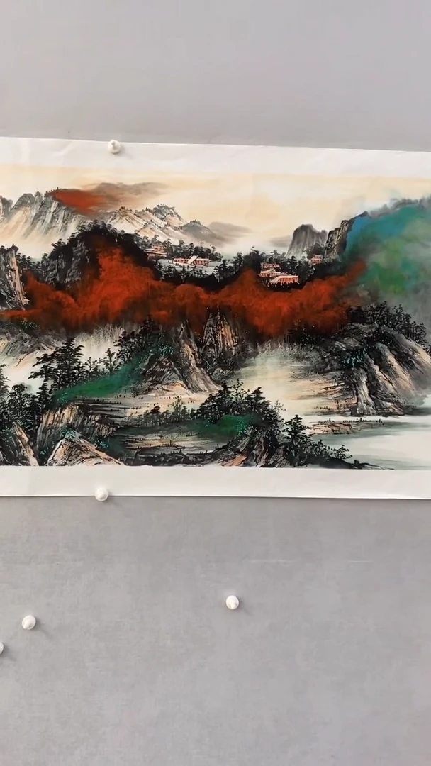 国画李新社峡江帆影