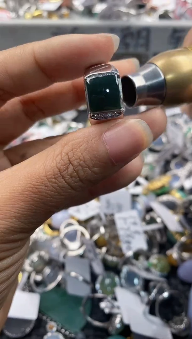 银S925镶嵌戒指翡翠777---2