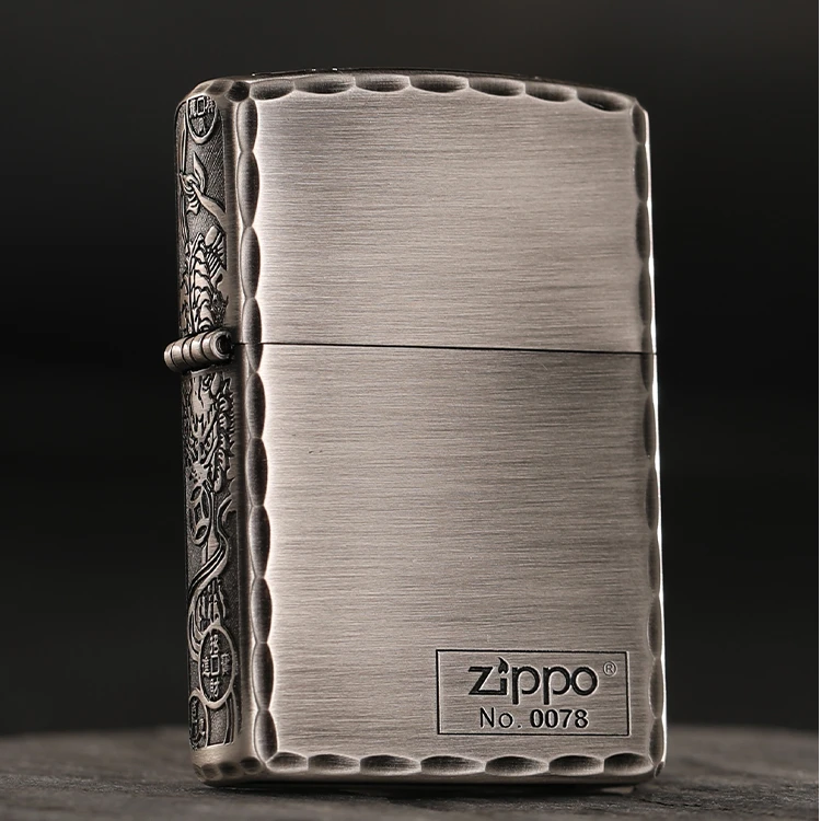 ZIPPO打火机官方正品 防风镀银凿边三面招财貔貅送男士友生日礼物