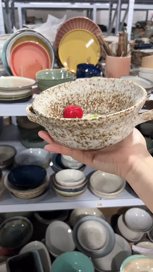 【闪购商品】瓷片外贸尾货瑕疵满20包邮X 石头纹双耳