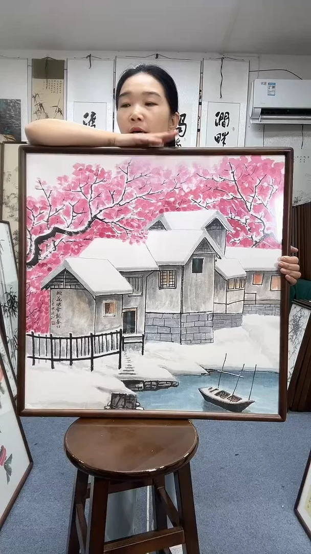 国画70*70实木画框京东包邮手绘