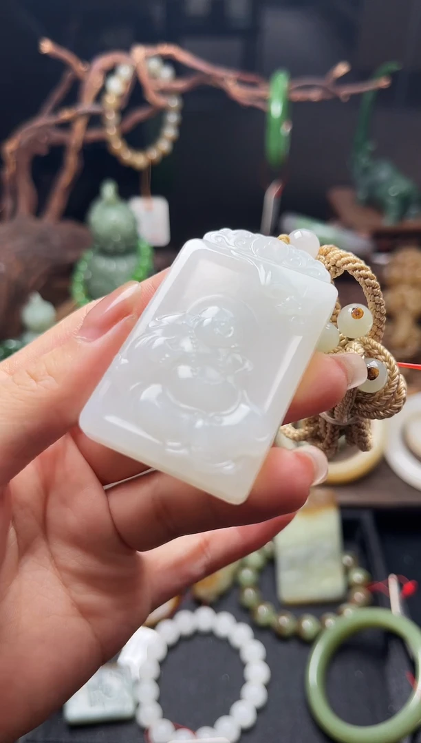 和田玉未镶嵌吊坠(不含链)天泰白玉 逍遥佛9009714