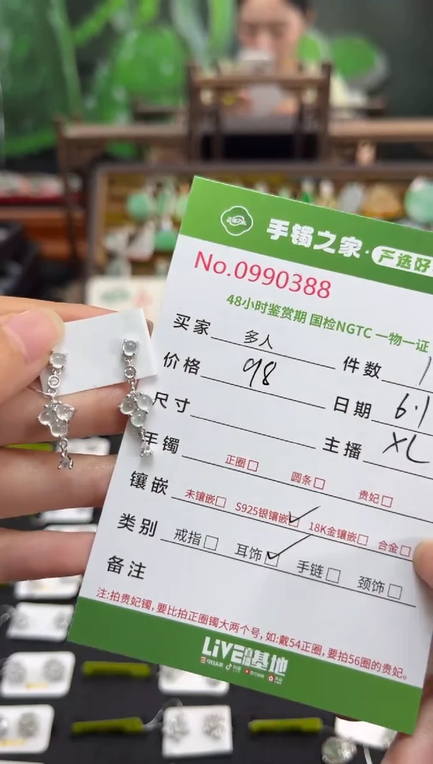 翡翠银S925镶嵌耳饰多人