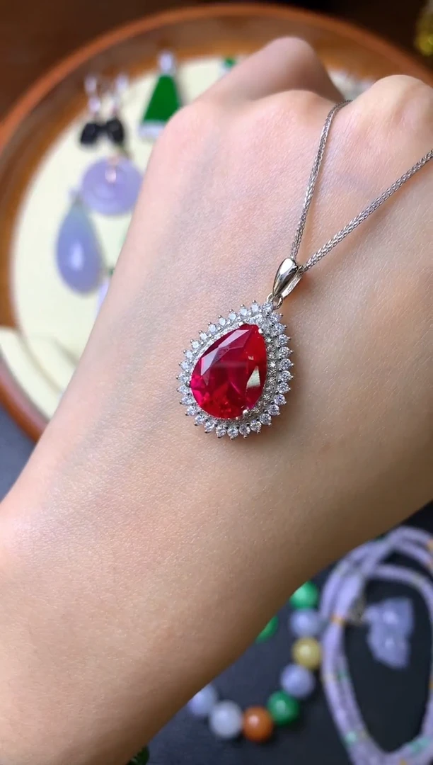 【闪购商品】红宝石吊坠(不含链)银S925镶嵌吊坠