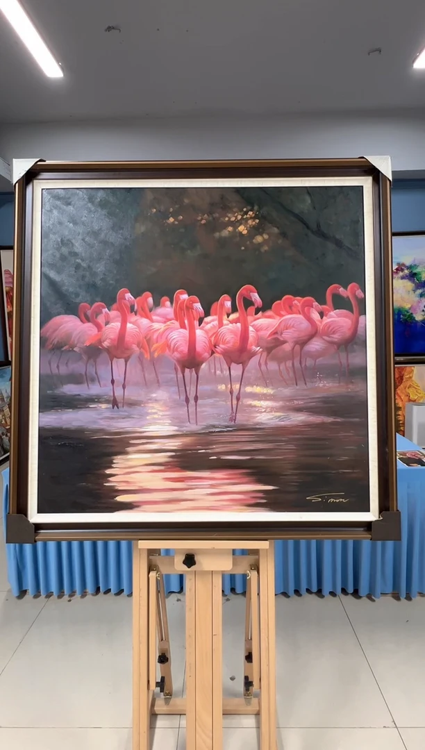 【闪购商品】绘画陶宗健-100*100-火烈鸟油画