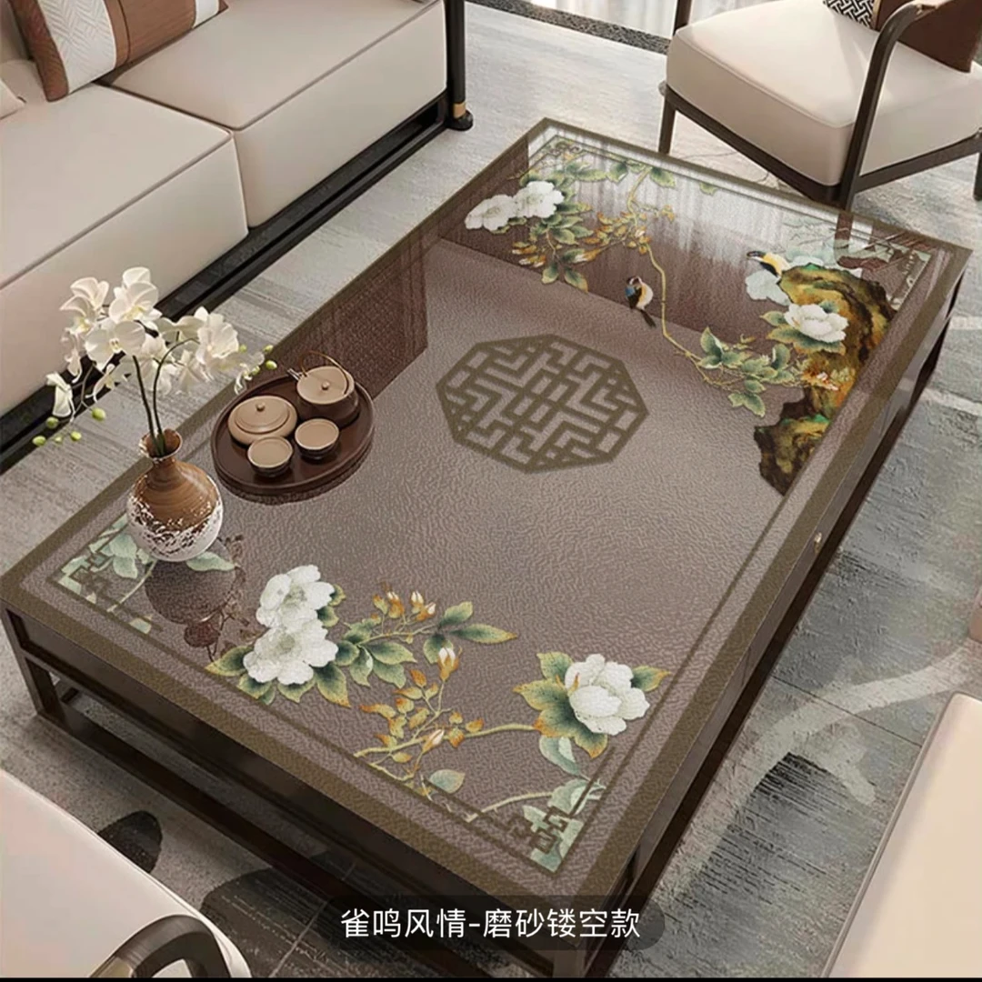 中式磨砂软玻璃茶几垫防水防油防烫客厅餐桌垫免洗防尘家用桌垫