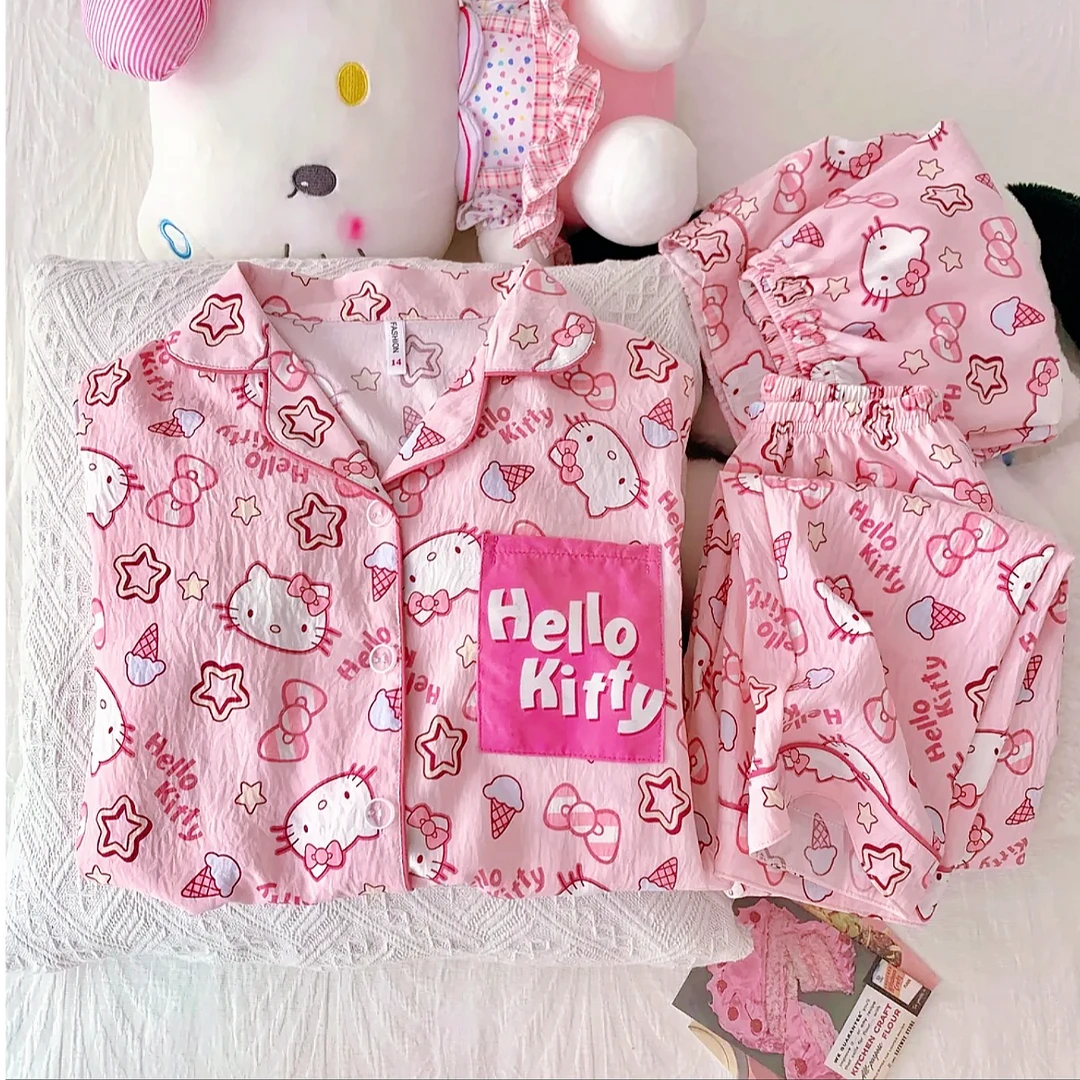 女宝宝短袖套装2025年儿童家居服空调服薄款睡衣夏季韩版ins甜美