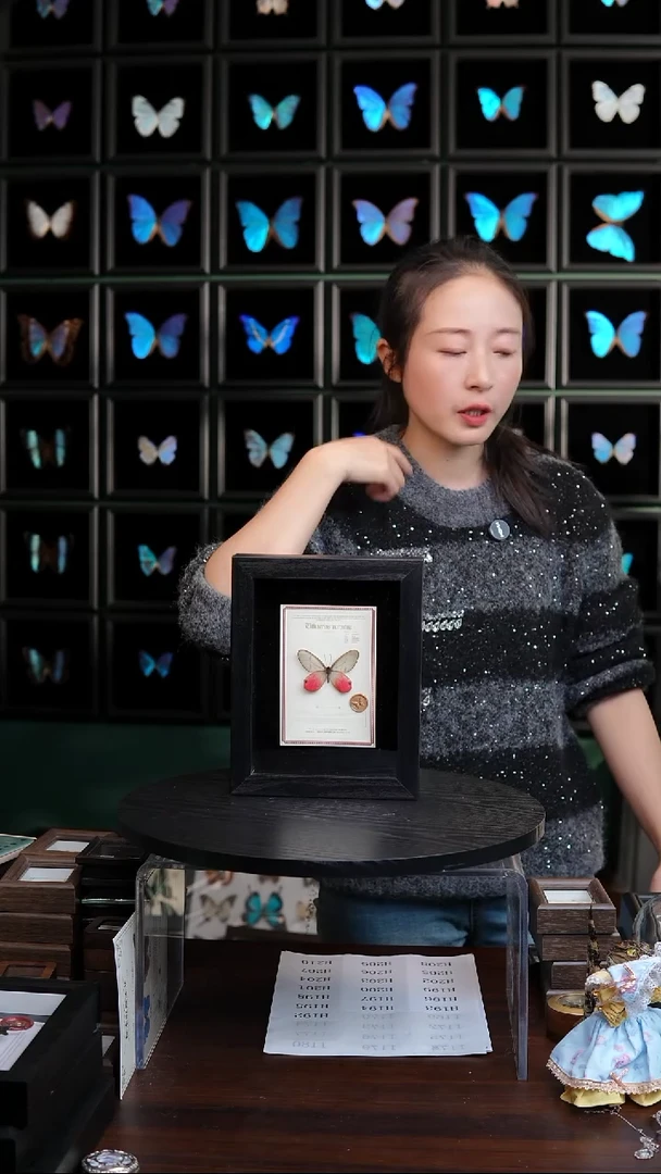 玫瑰绡眼蝶设计款8寸黑框