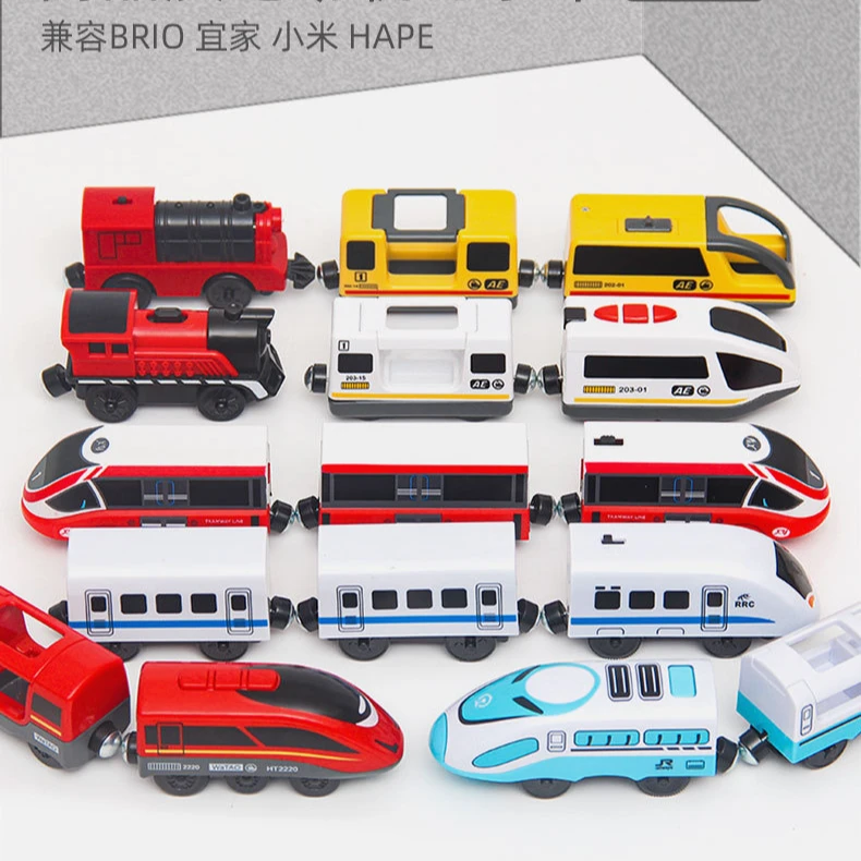 电动轨道小火车头磁力列车头兼容木制轨道小火车通用和谐号磁性车