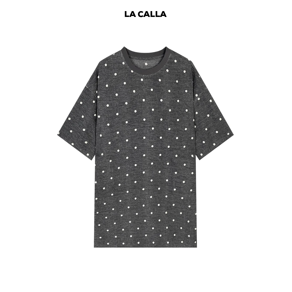 LA CALLA刺绣波点T恤裙YY-M-5412