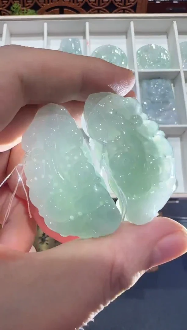 未镶嵌挂件翡翠A货翡翠多样性孤品一对