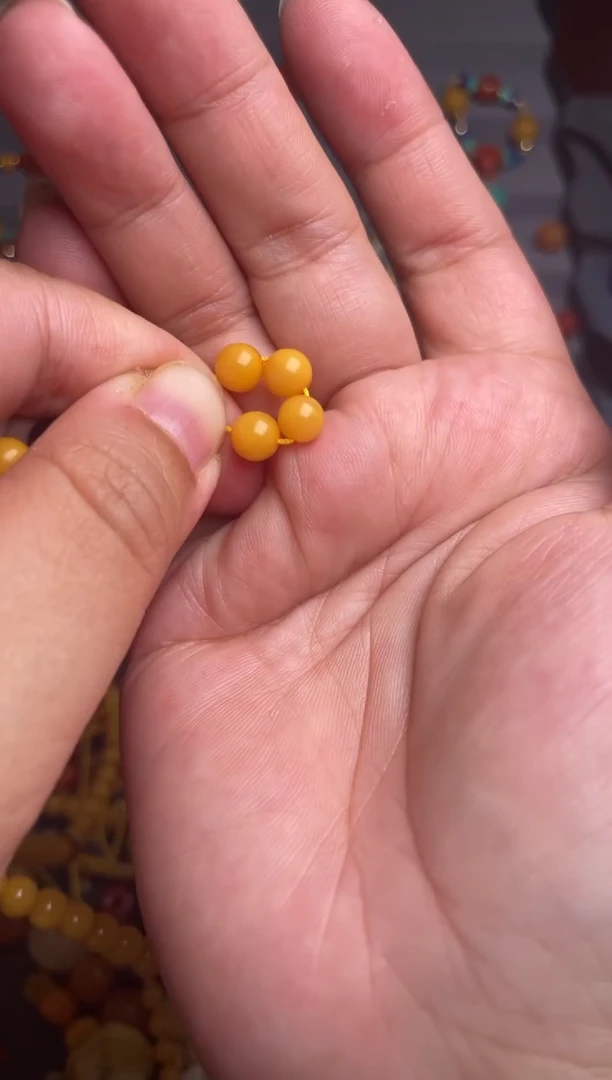石英质玉多样性发货未镶嵌6老蜡圆珠4颗