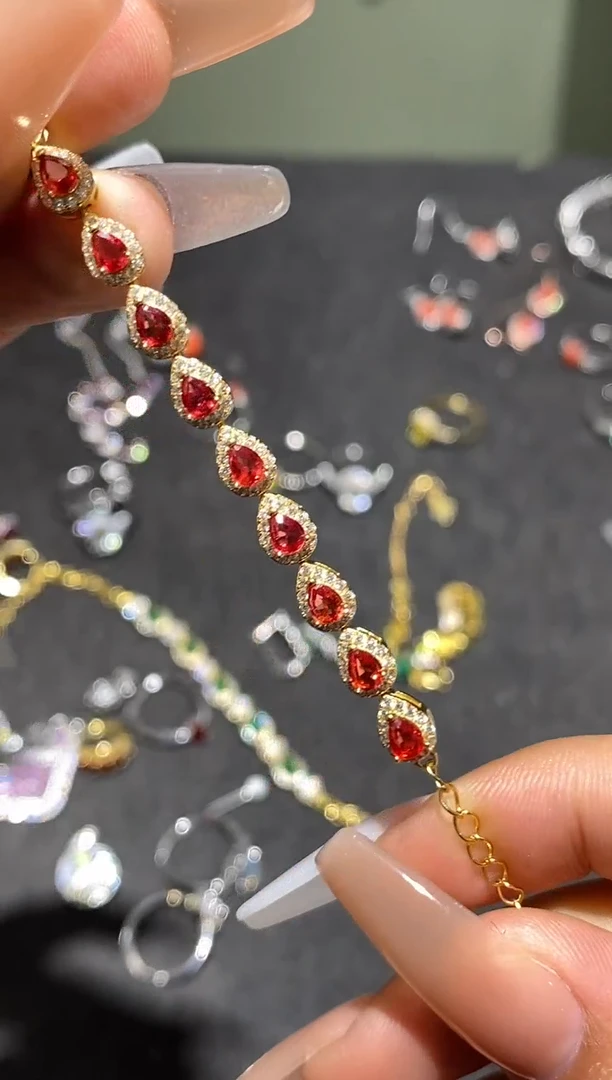 手链蓝宝石银S925镶嵌手链