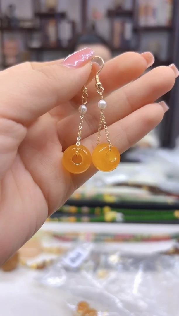 【闪购商品】翡翠耳饰14K金镶嵌耳坠E623