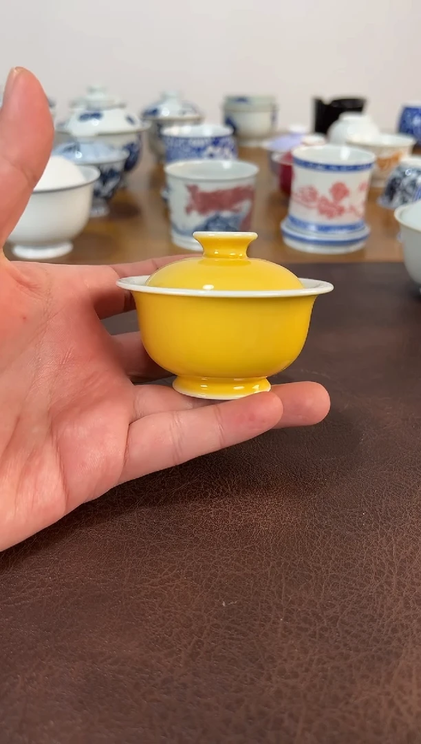 额**泥照夜白高温单色釉宝宝盖碗