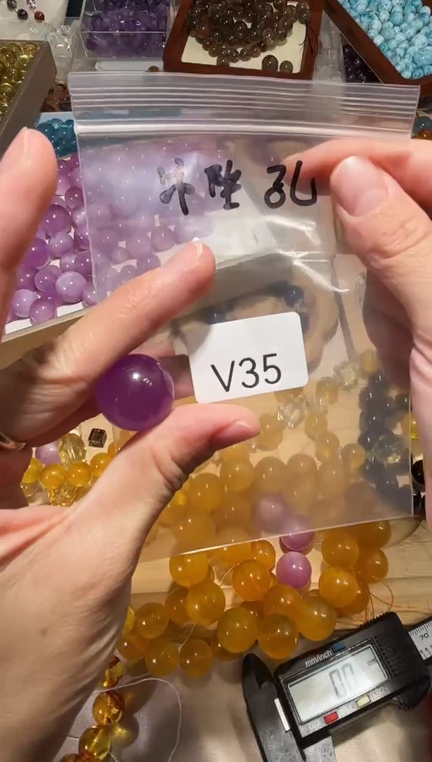 未镶嵌手串水晶?****nV35紫锂辉单珠拍3