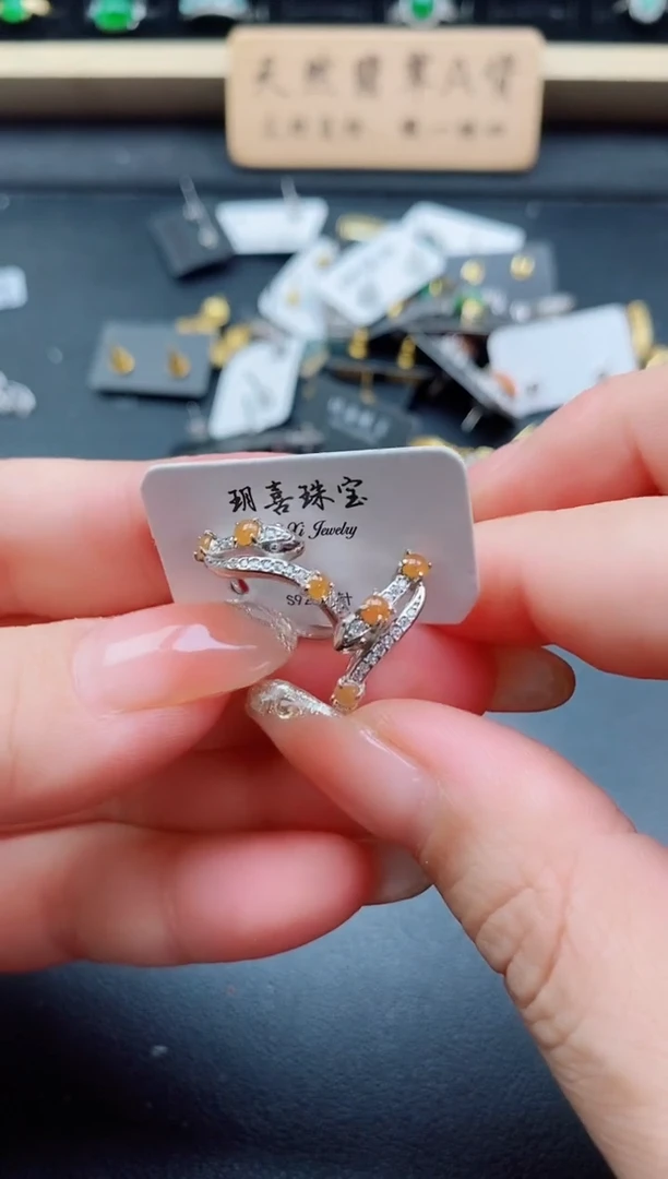 银S925镶嵌戒指翡翠1