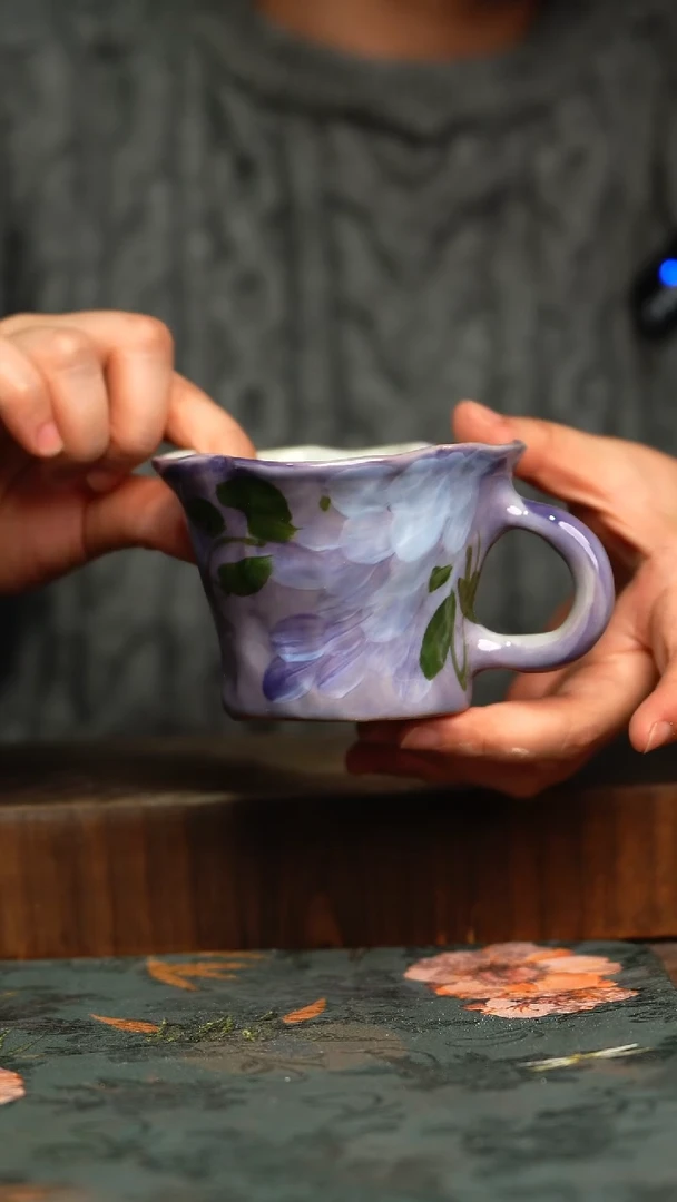杯釉下彩手工手绘同款陶器