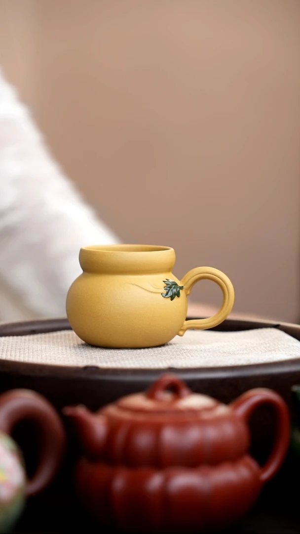 茶壶紫砂段泥葫芦手把杯
