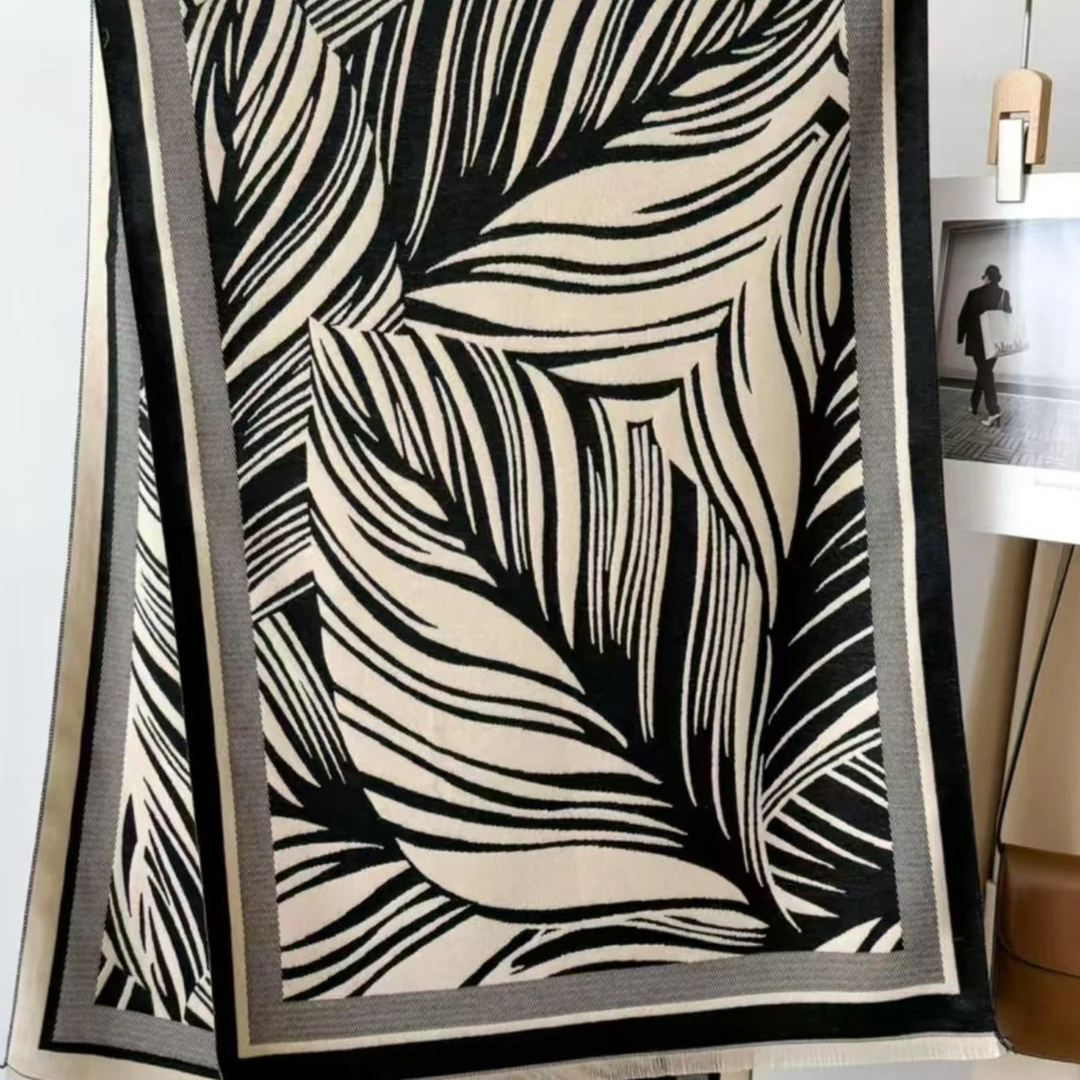 【热带丛林货号019】气质时尚180*65百搭女士黑色条纹围巾披肩