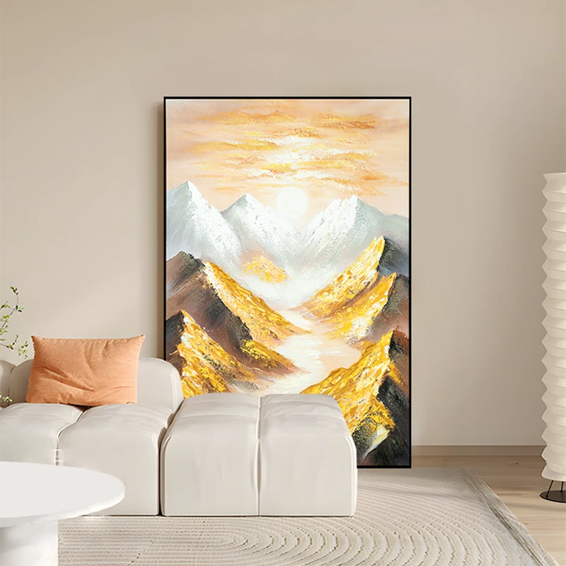 现代简约手工油画玄关装饰画轻奢风客厅入户挂画背有靠山80120