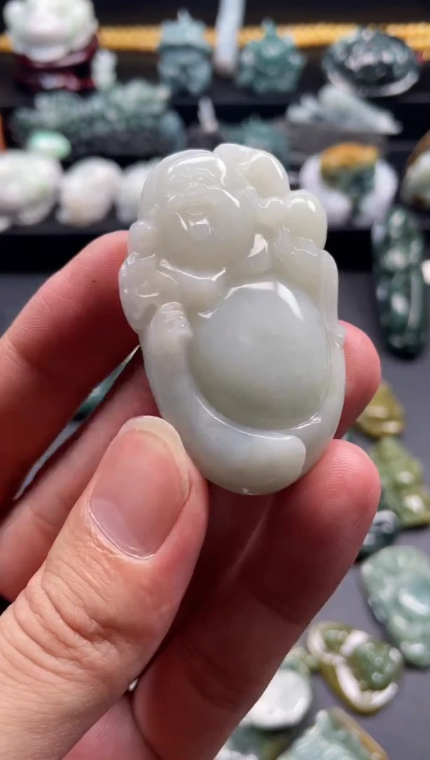 颈饰未镶嵌翡翠4  天然翡翠a货  布袋佛