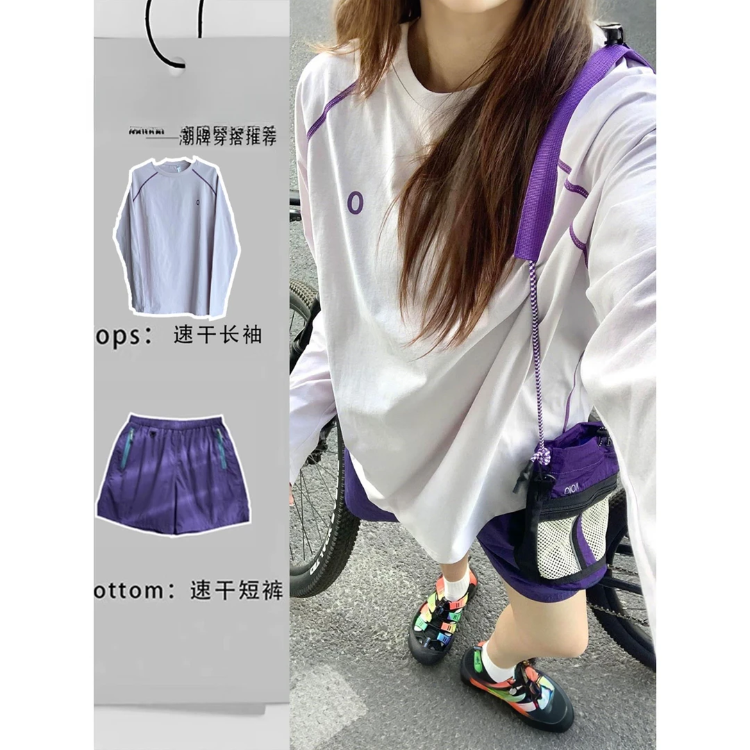 羽毛球服速干运动套装休闲女夏季薄款长袖t恤山系户外骑行服穿搭