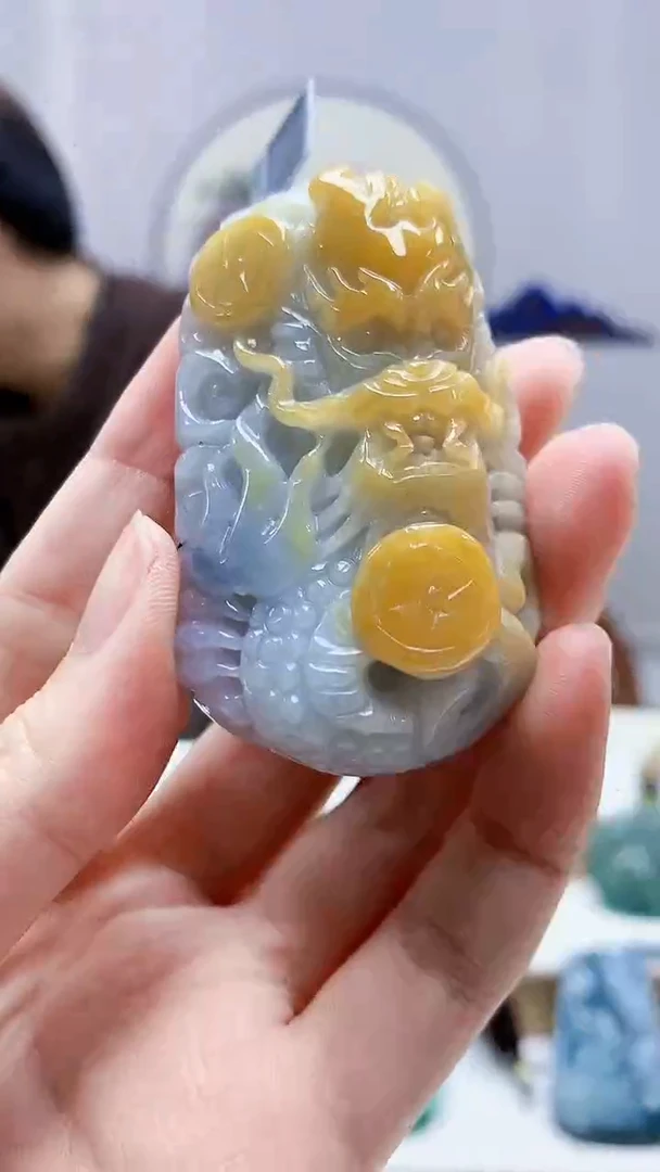 未镶嵌定制翡翠5145zm-毛货挂件19龙牌