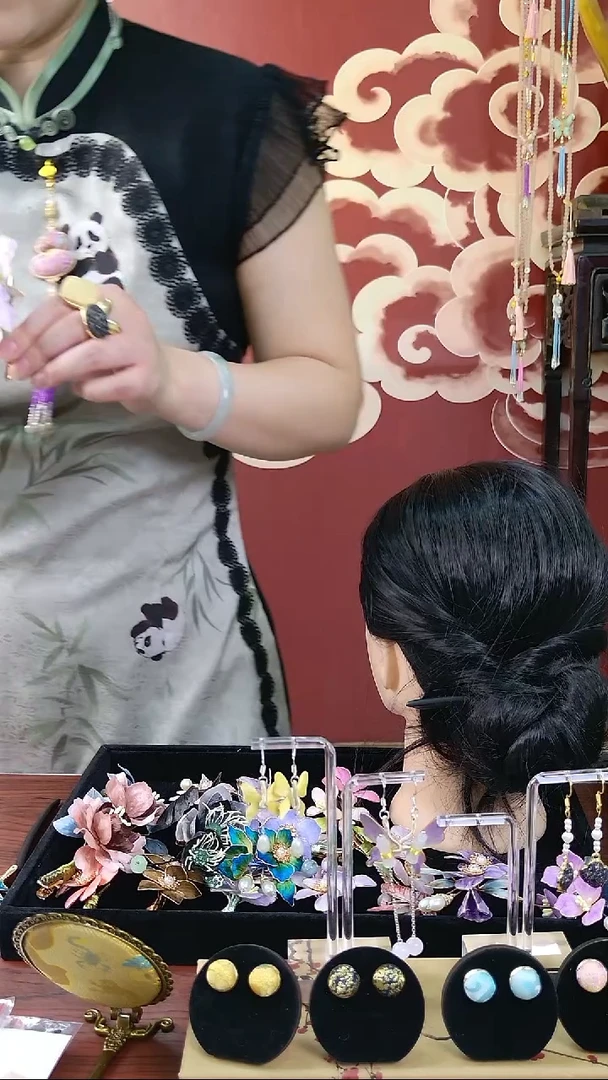 刺绣非遗绒花发簪