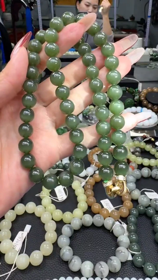 未镶嵌手链和田玉俄罗斯猫眼碧玉妈妈链卡10
