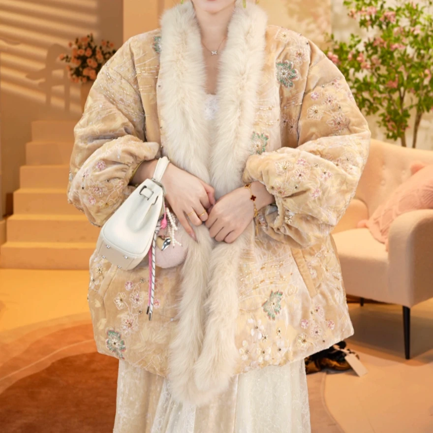 锦羽华裳|新中式冬刺绣保暖双面穿外套2025D8890越越-大女王仓