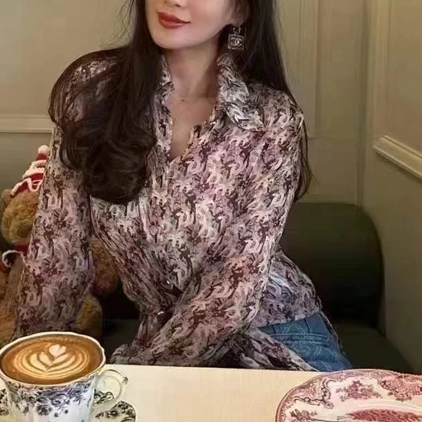 99新 Chanel/香奈儿 23A手工坊36码碎花真丝衬衫