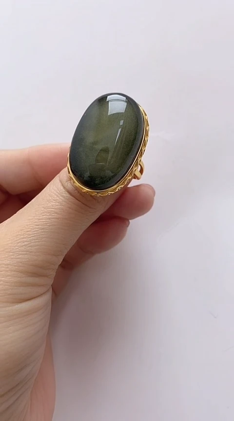 【闪购商品】琥珀裸石银S925镶嵌琥珀戒指