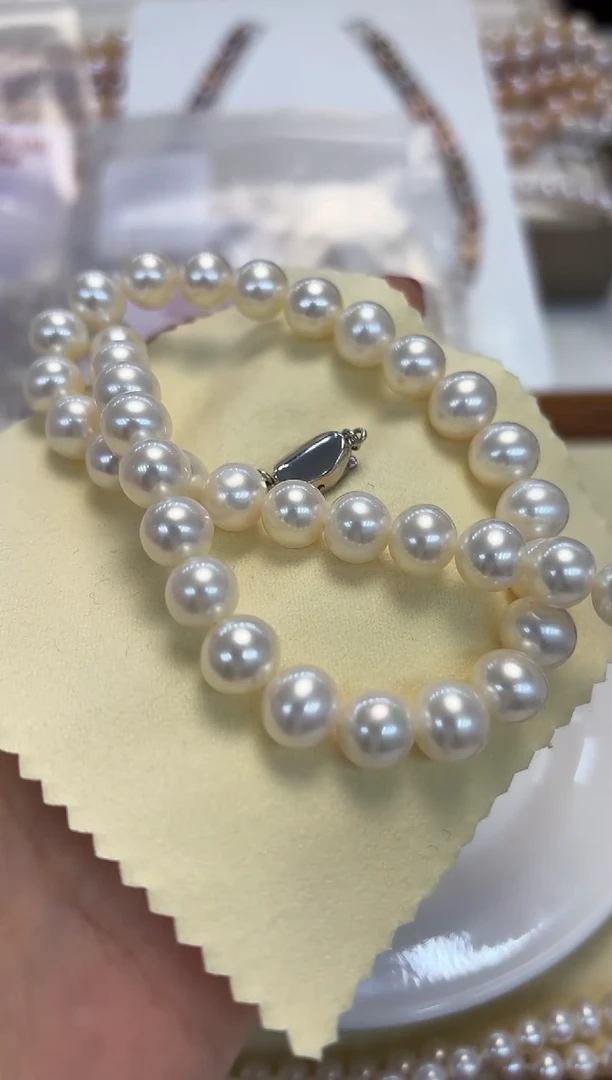 颈饰银S925镶嵌淡水珍珠9-10MM无核