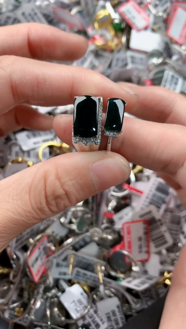 银S925镶嵌戒指翡翠7------3
