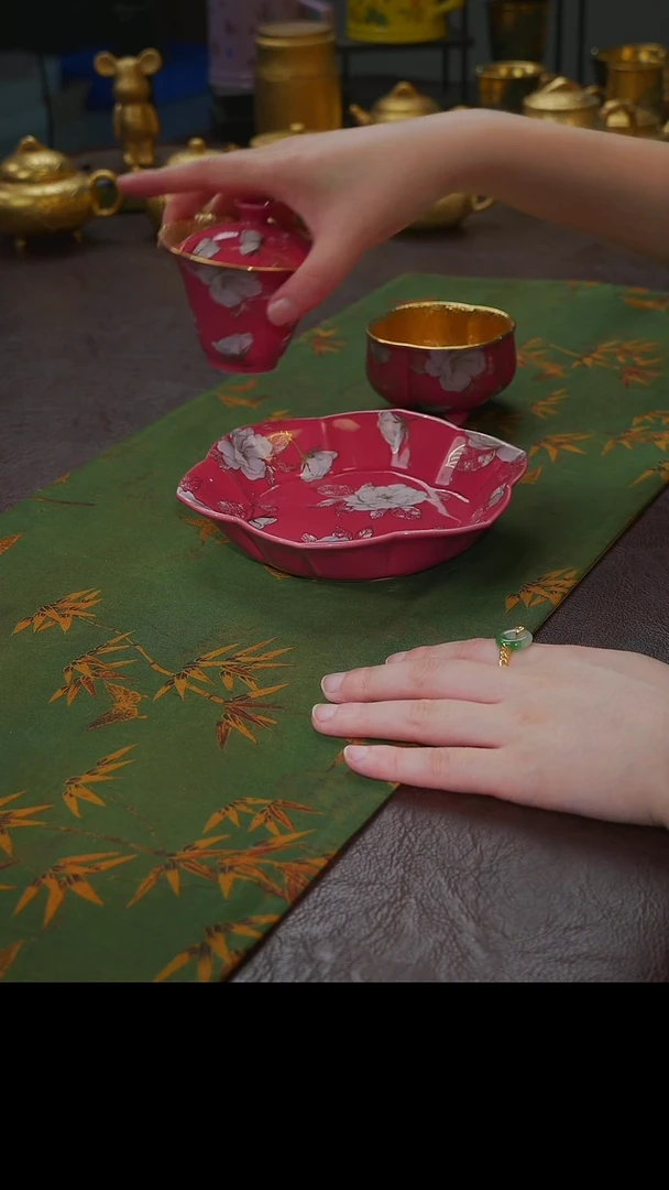 茶杯紫砂【宜景窑冰玫粉系列】壶承