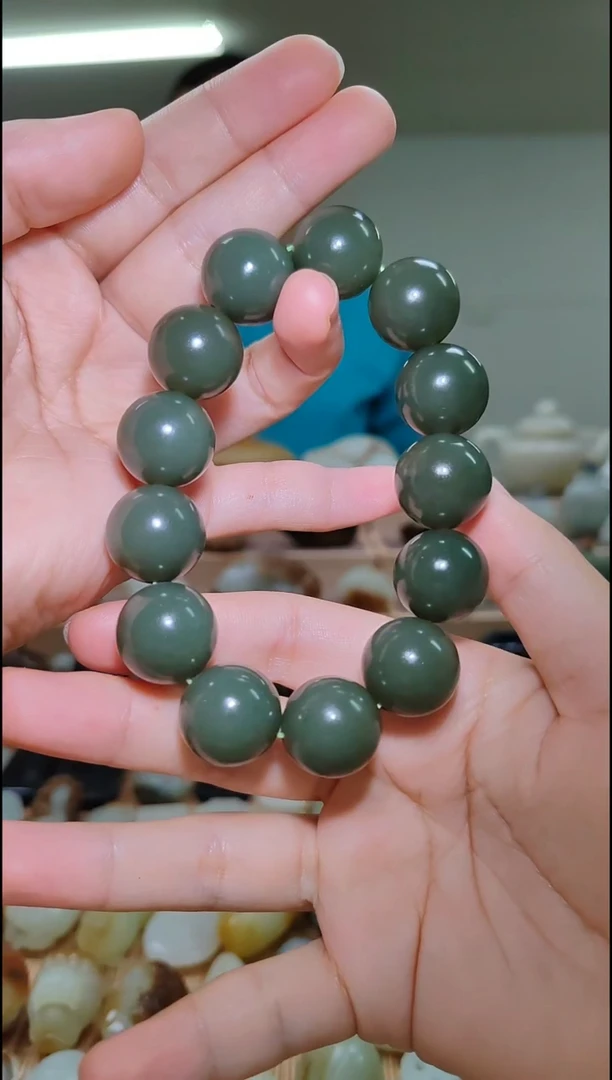 【闪购商品】和田玉手串未镶嵌新疆和田玉若羌青黄口手串 卡18